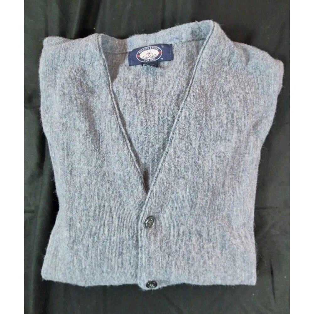 Vtg 1970s Knights Bridge Cardigan Mens Size Large Gray Orlon Grandpacore Button